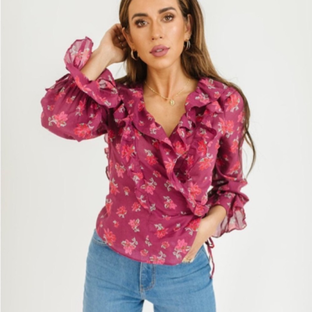 Free People Amanda‎ Ruffle Long Sleeve Top NWT